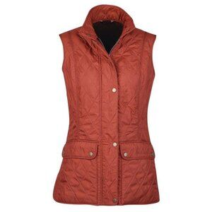BARBOUR WOMEN'S WRAY GILET QUILTED FLEECE LINED VEST SIZE US 4 RUST BURNT SIENNA